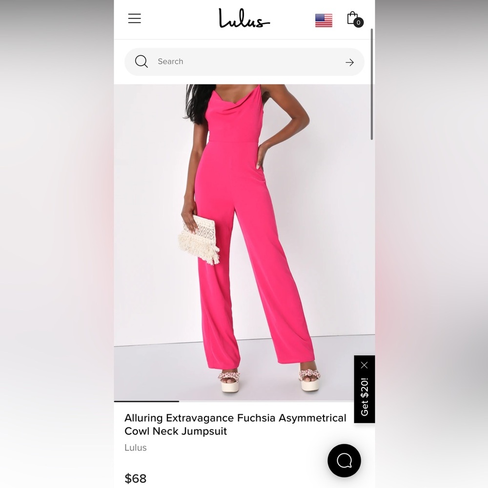 NWT Lulu’s Pink Alluring Extravagance Jumpsuit